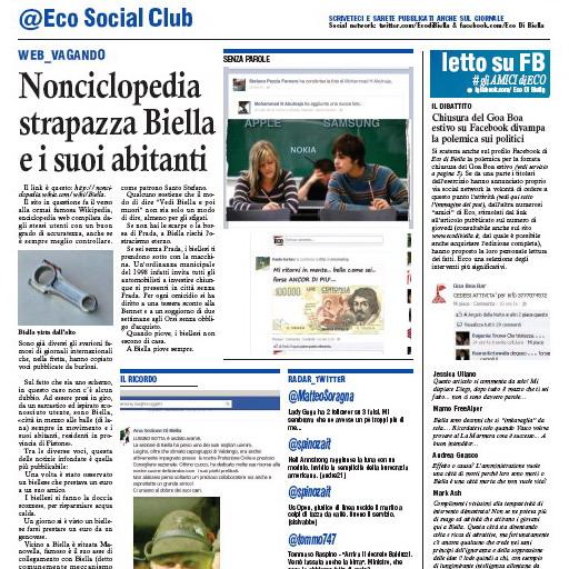 Da Facebook e Twitter<BR> a Eco di Biella