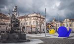 Chiocciole Cracking Art in piazza Duomo pro candidatura Unesco