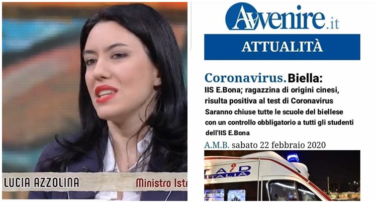 La cantonata della Ministra Azzolina che in diretta tv scredita i giornali di Biella
