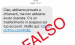 La truffa dell'account personale arriva via sms