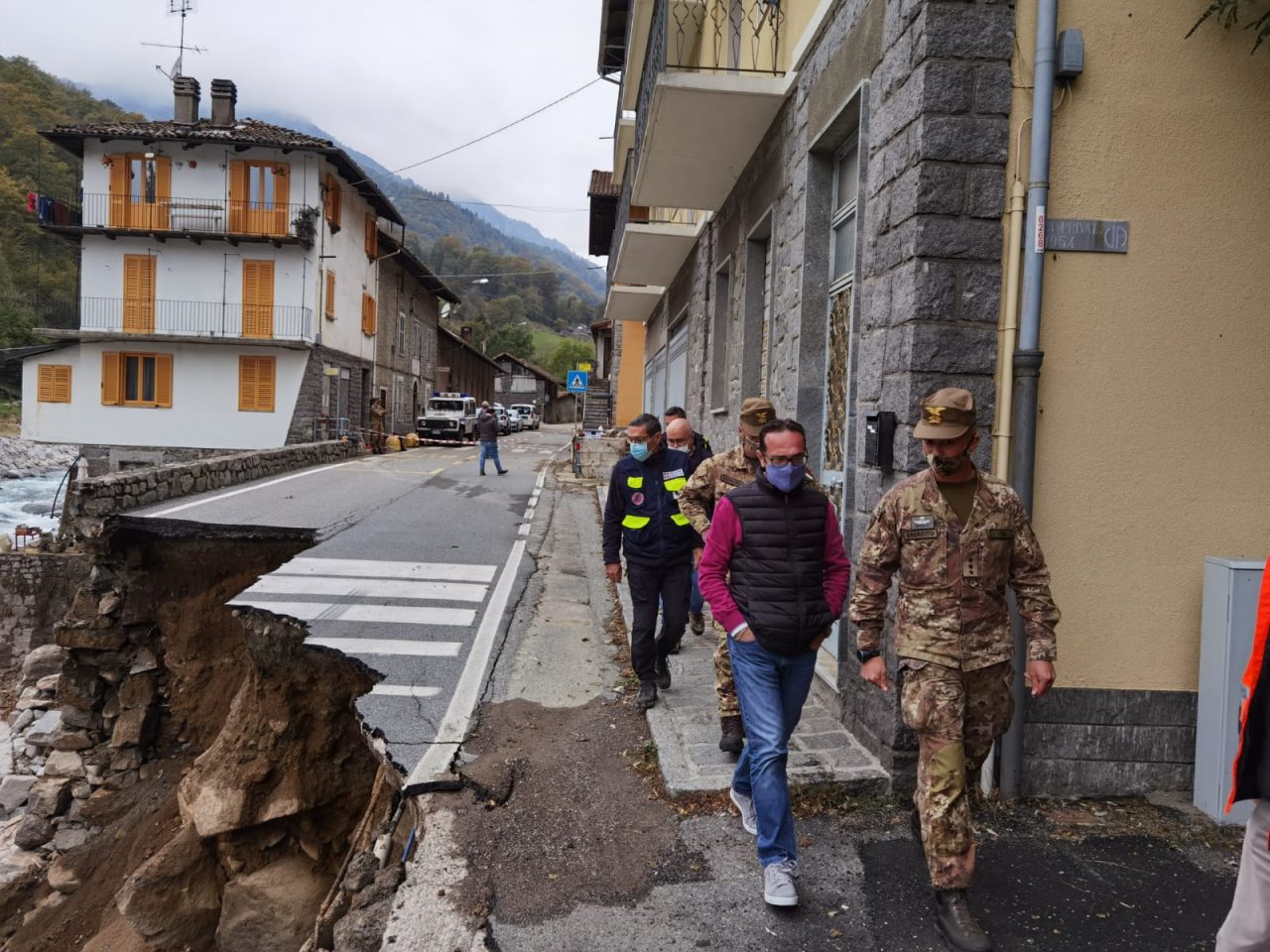 Frana in valle Cervo: sopralluogo esercito: “Lavoro di ripristino sarà complesso”