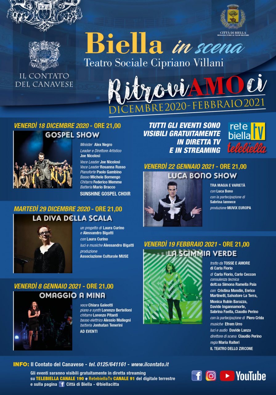 La stagione teatrale “Biella in scena” va in streaming con cinque spettacoli gratis