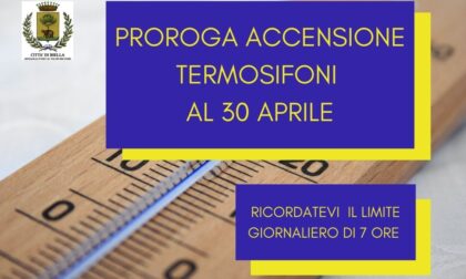 Biella: caldaie accese fino al prossimo 30 aprile