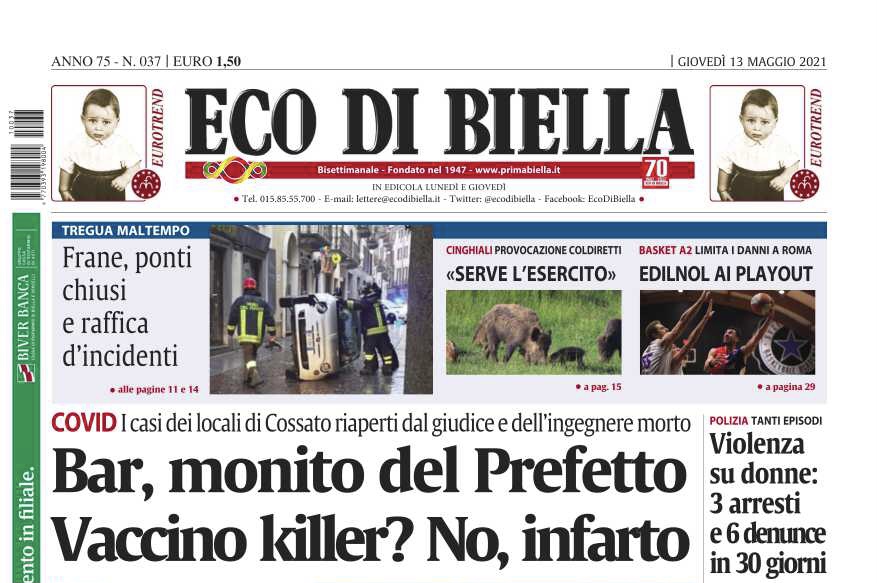 Eco di Biella oggi in edicola con tutte le esclusive