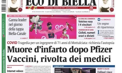 Eco di Biella oggi in edicola, ecco tutte le esclusive