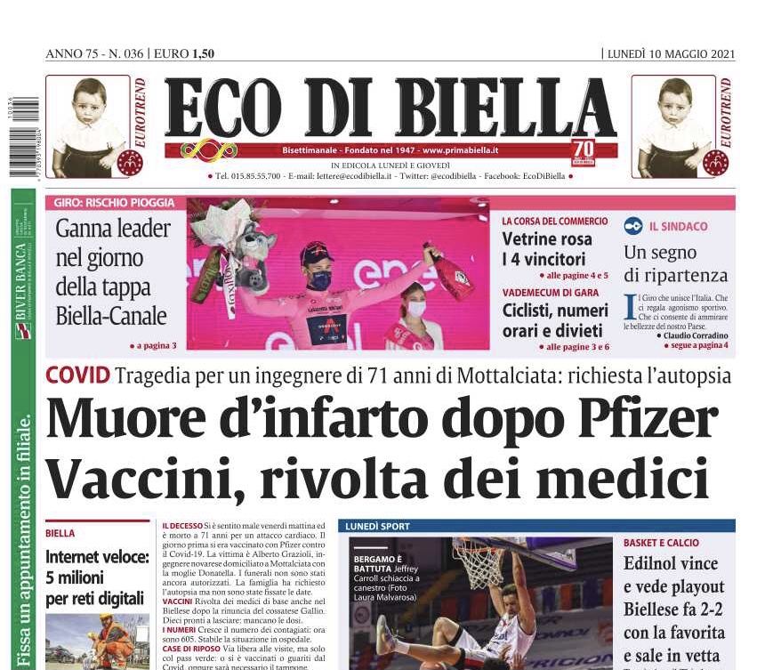 Eco di Biella oggi in edicola, ecco tutte le esclusive