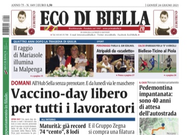 Ecco tutte le esclusive di Eco di Biella in edicola oggi