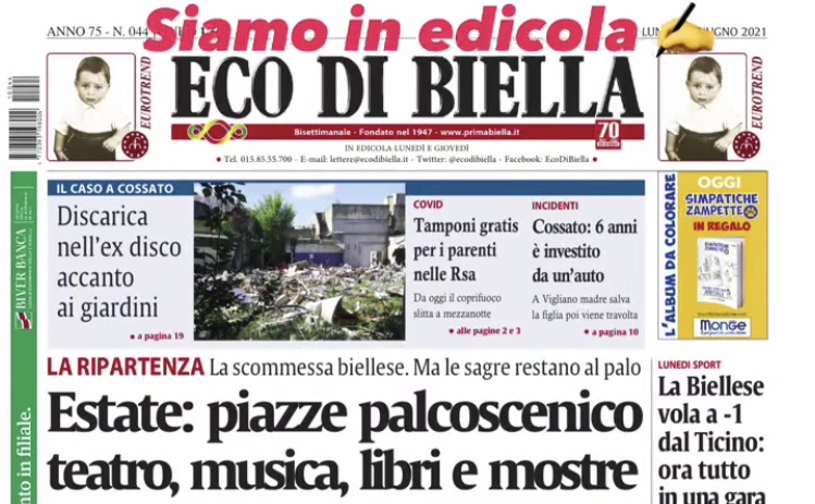 Ecco tutte le esclusive di Eco di Biella in edicola oggi