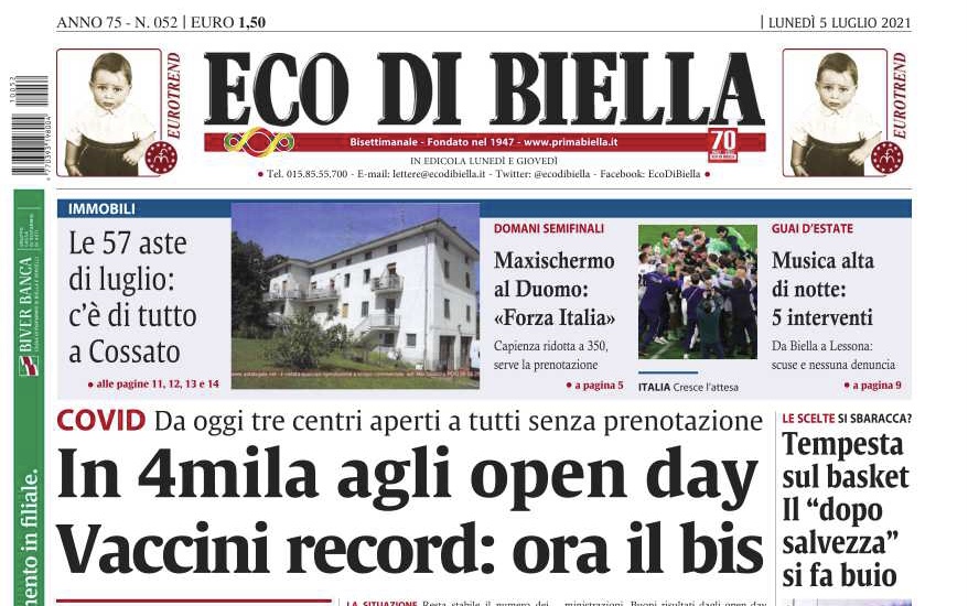 Eco di Biella in edicola con tante notizia esclusive