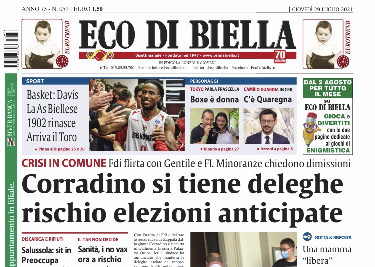 Ecco tutte le notizie esclusive su Eco di Biella in edicola oggi