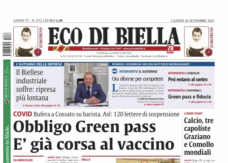 Ecco tutte le notizie esclusive su Eco di Biella in edicola oggi