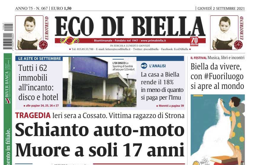Eco di Biella oggi in edicola con tante esclusive e approfondimenti