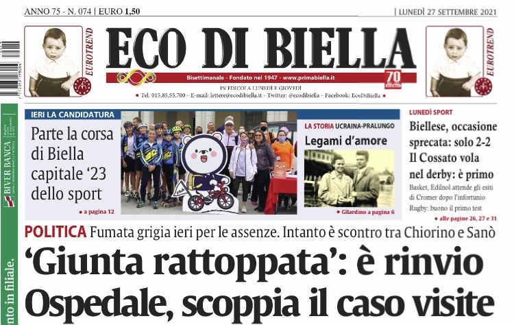 Ecco tutte le notizie esclusive su Eco di Biella in edicola oggi