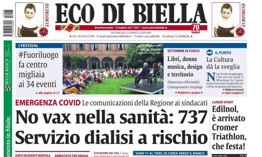 Eco di Biella del lunedì è in edicola! Tutte le esclusive