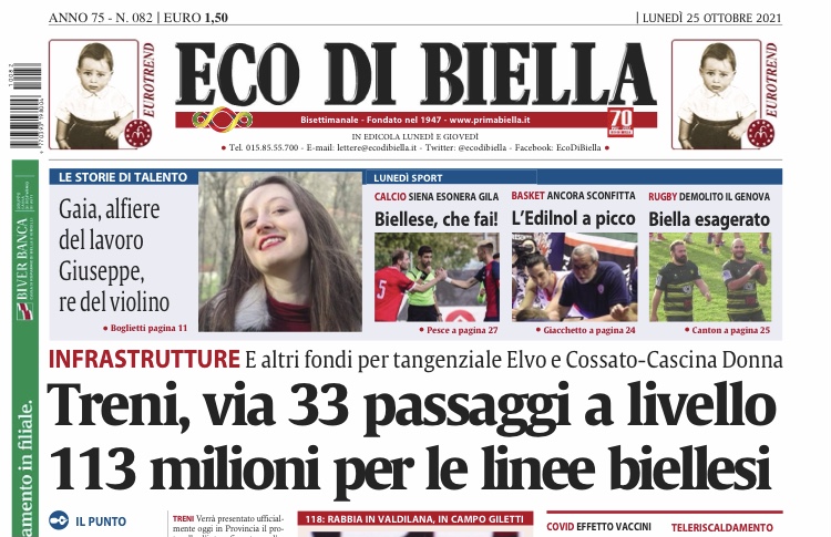 Ecco tutte le notizie esclusive in edicola oggi con Eco di Biella