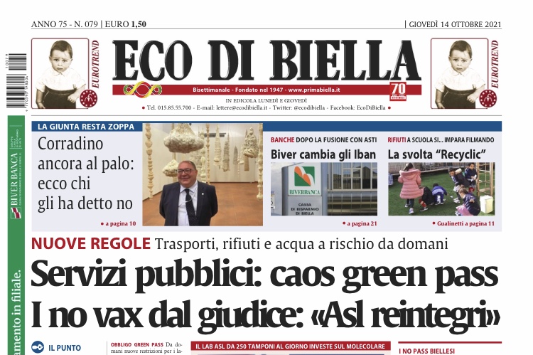 Ecco tutte le notizie esclusive in edicola oggi con Eco di Biella