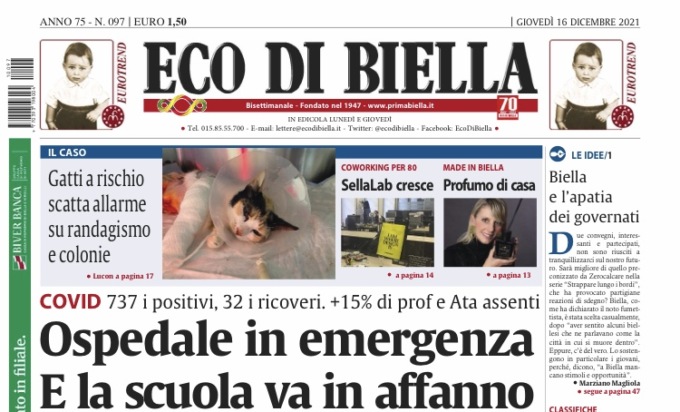 Ecco tutte le notizie esclusive su Eco di Biella in edicola oggi