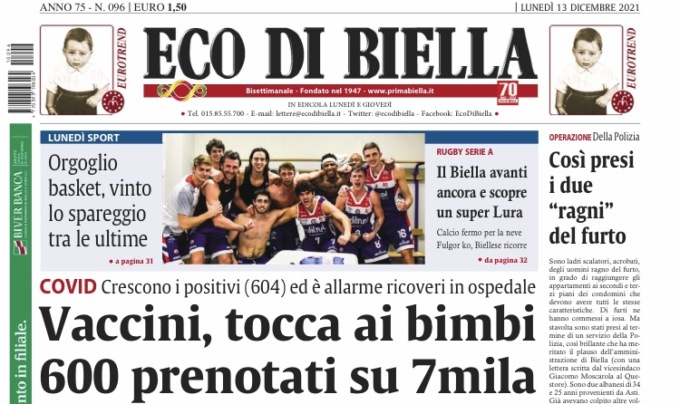 Ecco tutte le notizie esclusive su Eco di Biella in edicola oggi