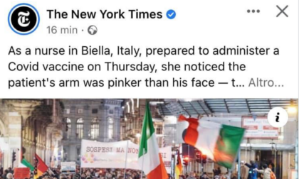 Il caso del "braccio in silicone per evitare il vaccino" fa il giro del mondo, dal New York Times a Al Jazeera
