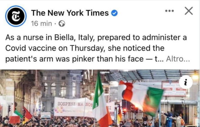 Il caso del “braccio in silicone per evitare il vaccino” fa il giro del mondo, dal New York Times a Al Jazeera