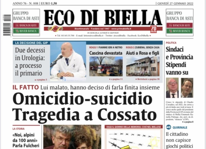Ecco tutte le notizie esclusive in edicola oggi con Eco di Biella