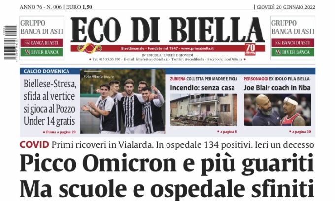 Ecco tutte le notizie esclusive su Eco di Biella in edicola oggi