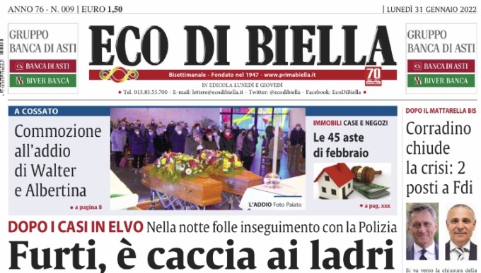 Ecco tutte le notizie esclusive in edicola oggi su Eco di Biella