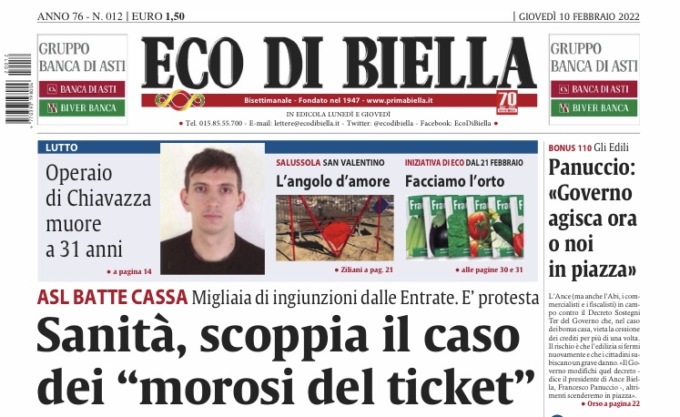 Ecco tutte le notizie esclusive su Eco di Biella in edicola oggi