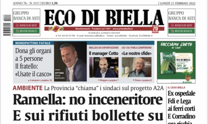 Eco di Biella in edicola oggi con tante notizie e approfondimenti