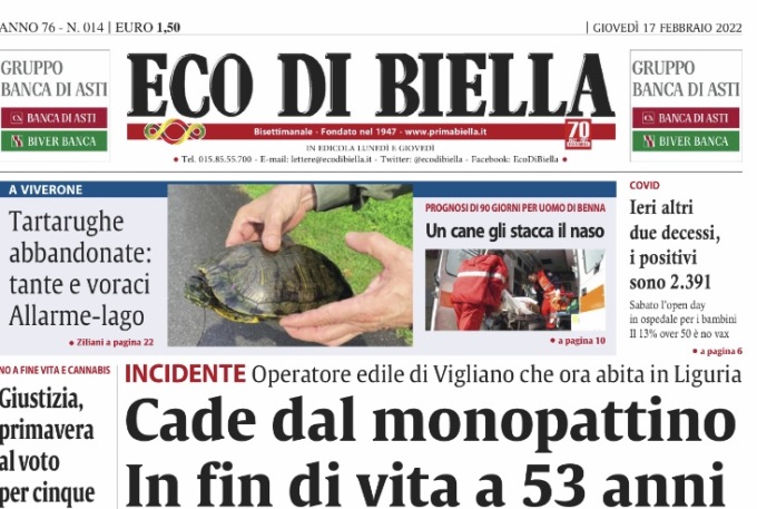Ecco tutte le notizie in edicola oggi con Eco di Biella