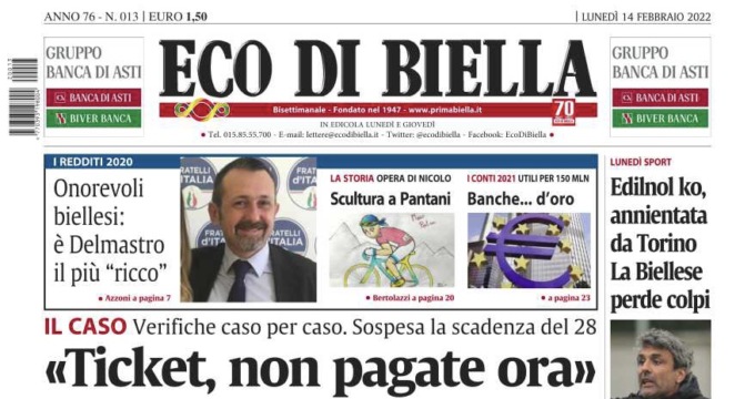 Ecco tutte le notizie esclusive su Eco di Biella in edicola oggi