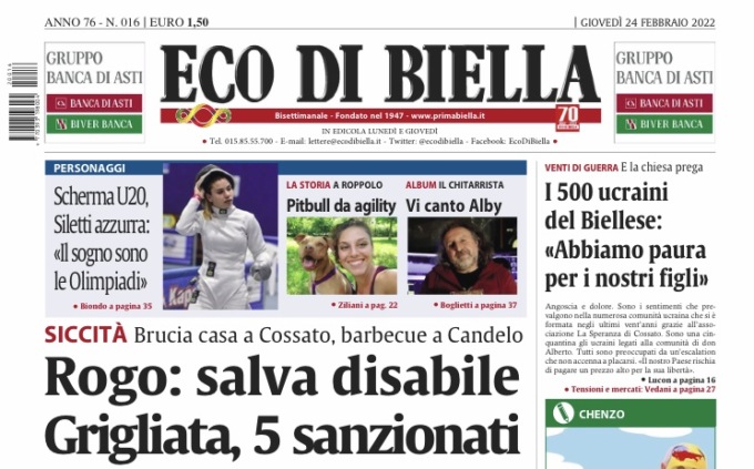 Eco di Biella in edicola oggi con tante notizie e approfondimenti