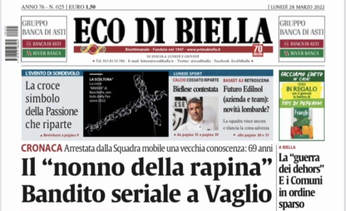Eco di Biella in edicola oggi con tante notizie e approfondimenti