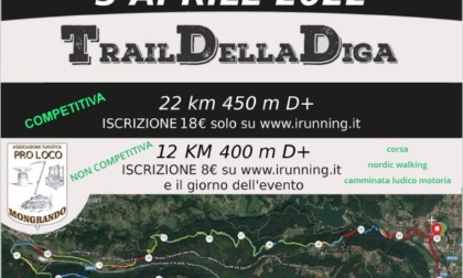 Sono già 125 gli iscritti per il "Trail della Diga" che si correrà il 3 aprile. Iscrizioni anche il giorno della gara