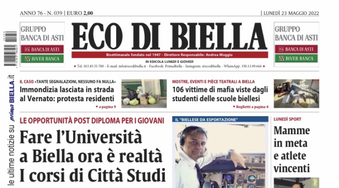 Eco di Biella in edicola oggi con tante notizie esclusive e la bustina di Fiori d’estate