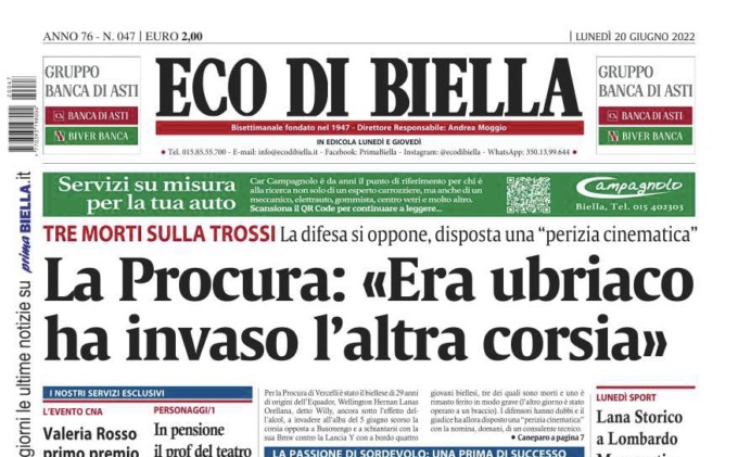 Oggi con Eco di Biella tante notizie e si entra gratis all’Alba Marina