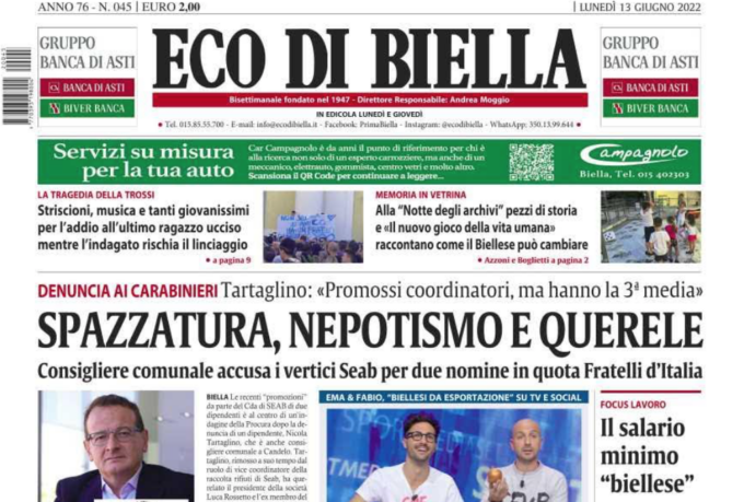 Con Eco di Biella in edicola oggi tante notizie esclusive e l’inserto BIellese Green