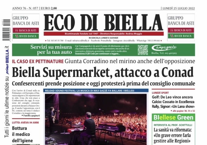 Eco di Biella in edicola oggi con tante notizie esclusive