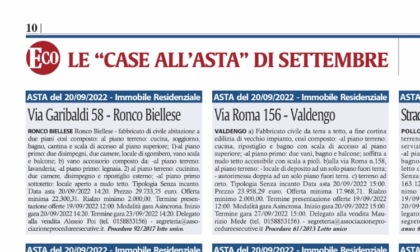 Tante case a prezzi scontatissimi:  70 quelle all’asta a settembre