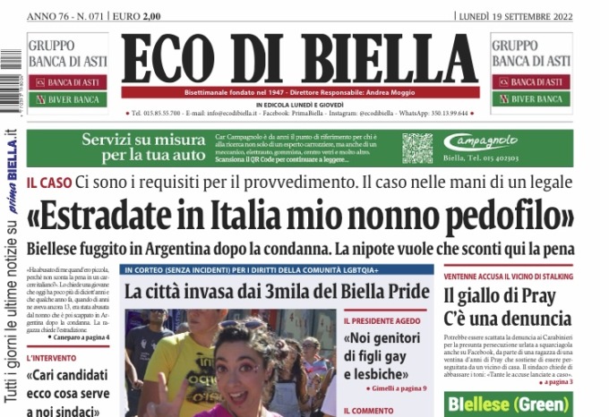 Eco di Biella oggi in edicola oggi con tante notizie e approfondimenti esclusivi