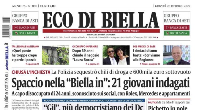 Eco di Biella in edicola oggi con tante notizie e approfondimenti