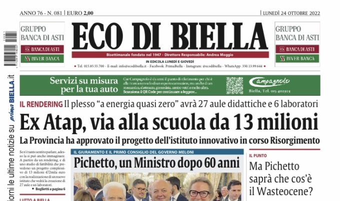 Eco di Biella in edicola oggi con tante notizie e approfondimenti esclusivi