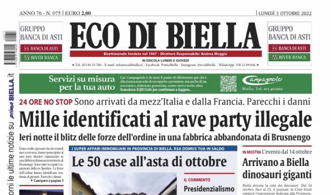 Eco di Biella in edicola con tante notizie e approfondimenti