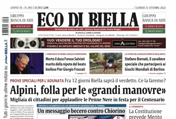 Eco di Biella in edicola oggi con tante notizie e approfondimenti esclusivi