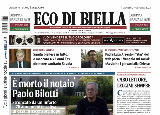 Eco di Biella in edicola oggi con tante notizie e approfondimenti esclusivi