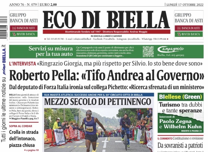 Eco di Biella in edicola oggi con tante notizie e approfondimenti esclusivi