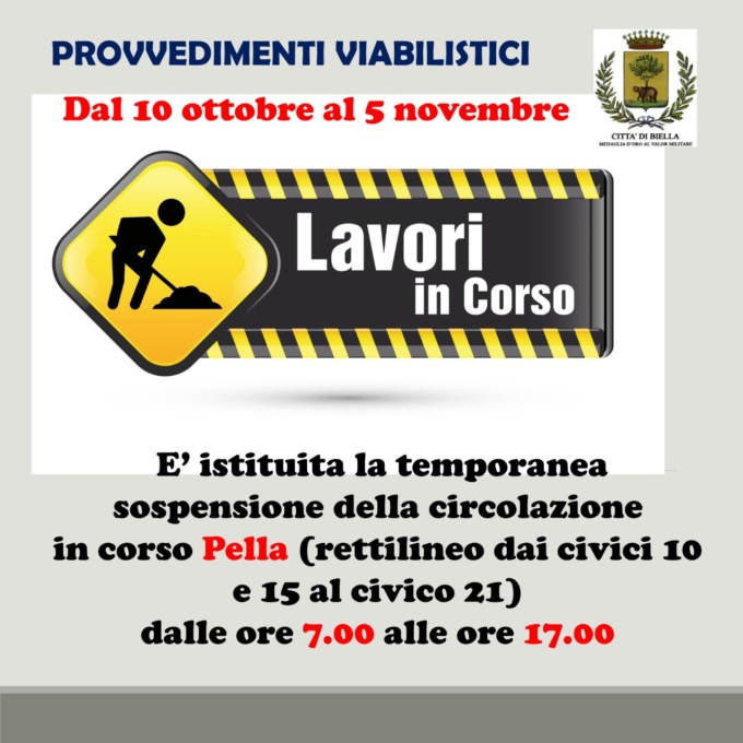 Temporanea sospensione della circolazione in Corso Pella