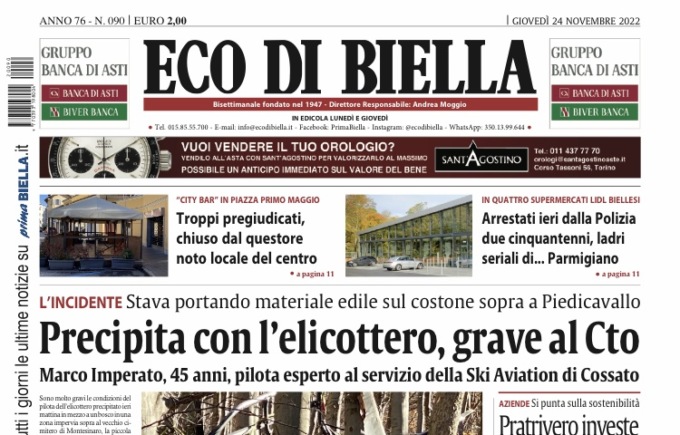 Eco di Biella in edicola oggi con tante notizie e approfondimenti esclusivi