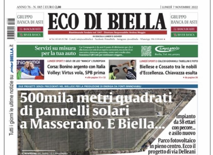 Ecco tutte le notizie esclusive su Eco di Biella in edicola oggi