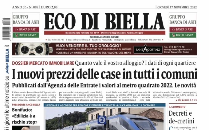 Eco di Biella in edicola oggi con tante notizie e approfondimenti esclusivi